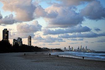 Gold Coast as seen from Burleigh Heads at dusk.