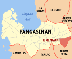 Mapa ning Pangasinan ampong Umingan ilage