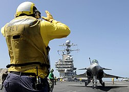 A French Navy Rafale aboard the USS Theodore Roosevelt (CVN 71)