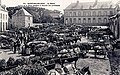 Le marché des artichauts sur la place de Saint-Pol-de-Léon vers 1930 (carte postale Villard).