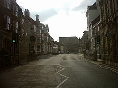 Looking from Bridge Street towards the High Street and the John Smith's brewery.