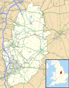 Mapa konturowa Nottinghamshire, u góry znajduje się punkt z opisem „Beckingham”