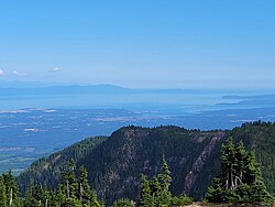 A view of Comox Valley and Harbour from Mount Washington, with Strait of Georgia and Texada Island in the background