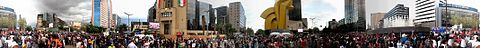 Panoramic view of the parade of the Bicentenary of Mexico