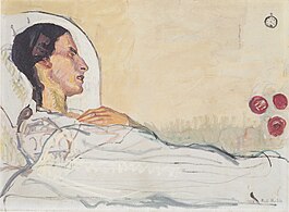 Valentine Godé-Darel i sygesengen, 1914 Valentine Godé-Darel im Krankenbett