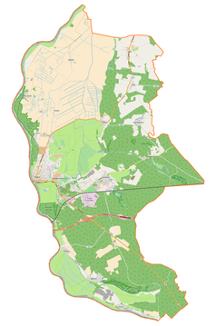 Mapa konturowa gminy Słubice, w centrum znajduje się punkt z opisem „Kunowice”