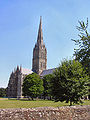 Salisbury Cathedral, England, has the tallest spire of the 1300s.