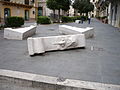 Sedili a mensoloni di G. Ciulla in Corso Vittorio Emanuele a Caltanissetta, panoramica di tre