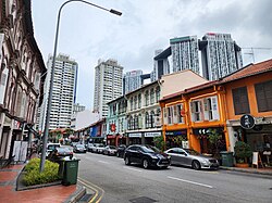 Tanjong Pagar Road in 2024, with The Pinnacle@Duxton visible in the background.