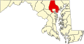 Harta statului Maryland indicând comitatul Baltimore