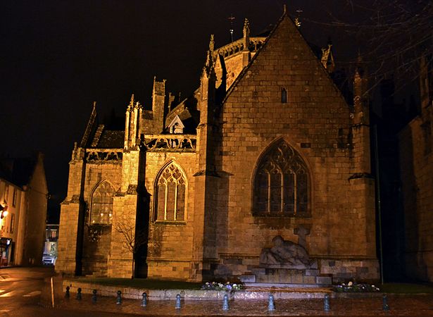 A view of the cathedral's East end at night