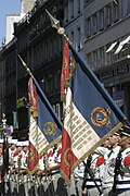 Current regimental flags of the 1st and 2nd Regiments of the Légion étrangère