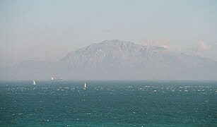 Strait of Gibraltar, view of Mount Muso in Morocco