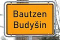 Bilingual entry signs in German and Upper Sorbian in Upper Lusatia, Germany