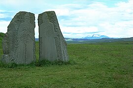 SkalholtMemorialStoneAndHekla.jpg