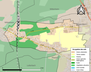 Carte en couleurs présentant l'occupation des sols.