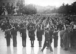 Membros de Falange en Zaragoza en 1936.