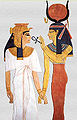 Pintura no túmulo de Nefertari (Vale das Rainhas).