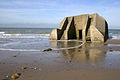 Les blockhaus dépassés par la mer à Wissant.