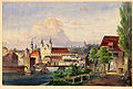 Bürgerspital, Michaelerkirche, Kollertor. Aquarell aus der Mitte des 19. Jahrhunderts