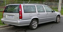 Rear drivers side view of silver RHD V70