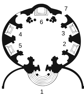 Floor plan of Sant'Andrea al Quirinale by Gian Lorenzo Bernini (1658–1661) showing the entrance (below), altar (top) and radiating chapels