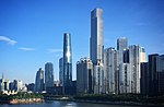 Guangzhou's CBD, including the IFC (left) and CTF (right)