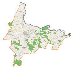 Mapa konturowa gminy Janów Podlaski, blisko centrum na lewo znajduje się punkt z opisem „Janów Podlaski”