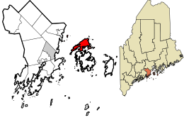 Location in Knox County and the state of Maine