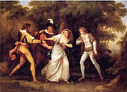 Valentine Rescues Silvia from The Two Gentlemen of Verona (1789), oil on canvas, 61 3/4 in. x 87 in. (156.8 cm x 221 cm), Davis Museum at Wellesley College, Massachusetts [30]