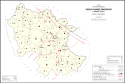 Map showing Karangaon (#060) in Singhpur CD block