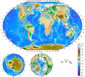 Topografische kaart van de wereld.