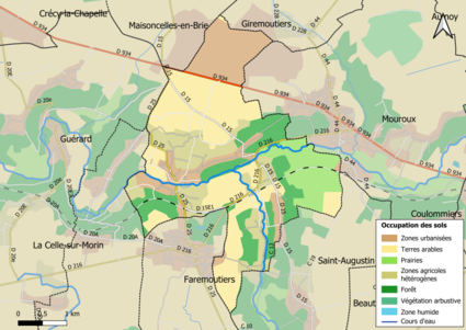 Carte des infrastructures et de l'occupation des sols en 2018 (CLC) de la commune.