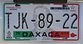 License plate from Oaxaca state, Mexico