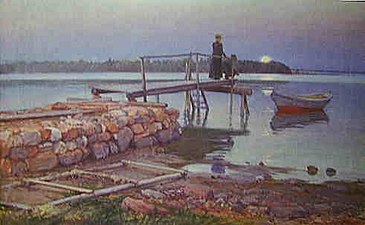 Bryggan vid Tomtebo vid Lemströms kanal, 1901. Olja på duk.