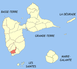 Kommunens läge i departementet Guadeloupe.