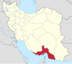 Map of Iran with Hormozgan highlighted