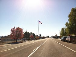 Highway 97 through downtown Dorris