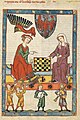 Ilustración do Codex Manesse (século XIV) que emprega a perspectiva xerárquica