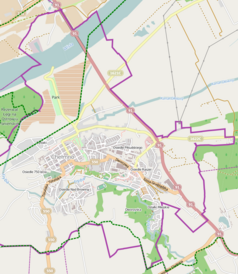 Mapa konturowa Chełmna, w centrum znajduje się punkt z opisem „Chełmno”