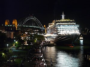 MS Queen Victoria docked for the first time in Sydney.