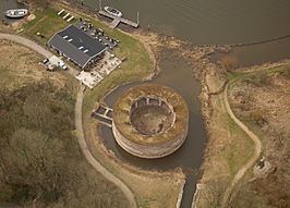 Fort Uitermeer vanuit de lucht gezien.