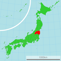 Fukushima-præfekturets beliggenhed i Japan.