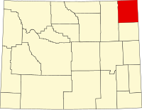 Map of Wyoming highlighting Crook County