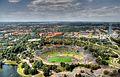 Landshuter Allee zwischen Borstei und Olympia-Radstadion im Olympiapark