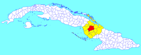 Munisipalitas Camagüey (merah) dengan Provinsi Camagüey (kuning) dan Kuba