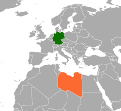 Map indicating locations of Germany and Libya