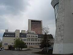 Moscow, Schepkina 42 - Roscosmos building from Olympic swimming pool (1).jpg