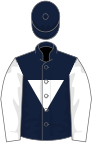 Dark blue, white inverted triangle and sleeves