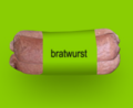 Humorná grafika zobrazujúca klobásu (nemecky Bratwurst) vo vizuálnom štýle albumu